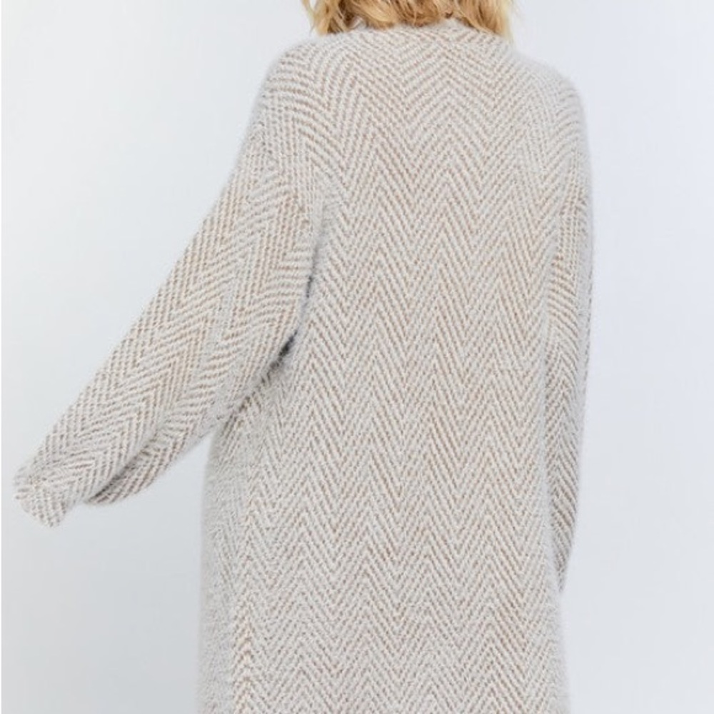 Taupe and Cream Textured long Sleeve Open Cardigan. Sizes S-3XL.  NEW! - Picture 2 of 4